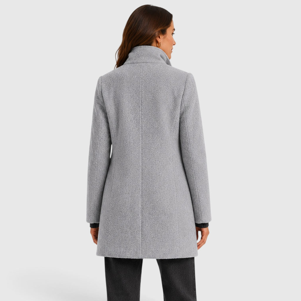 Monvaline | Women's Long Wool Coat – Tailored Button Front
