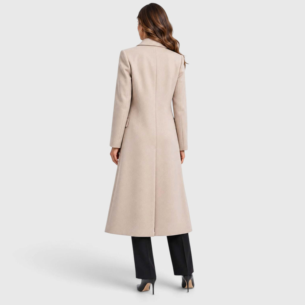 Monvaline | Women's Long Wool Coat Tailored Notched Lapel