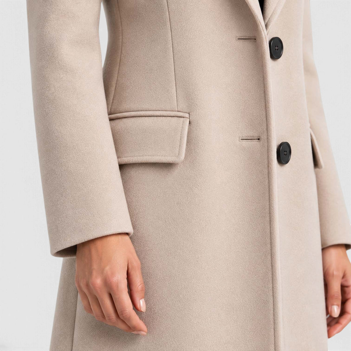 Monvaline | Women's Long Wool Coat Tailored Notched Lapel