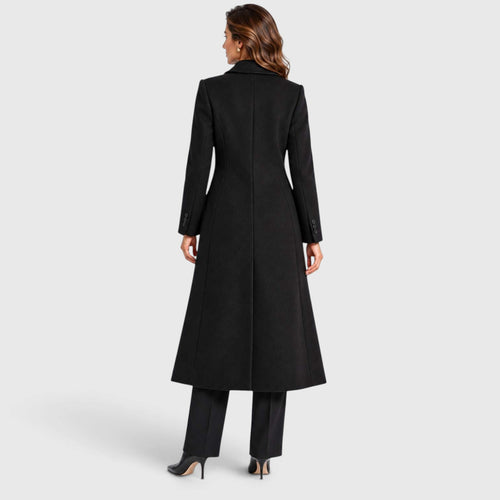 Monvaline | Women's Long Wool Coat Tailored Notched Lapel