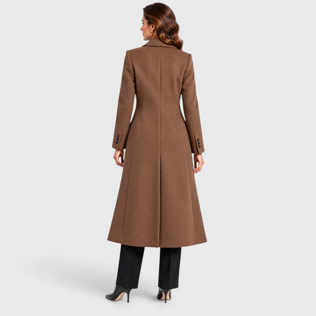 Monvaline | Women's Long Wool Coat Tailored Notched Lapel