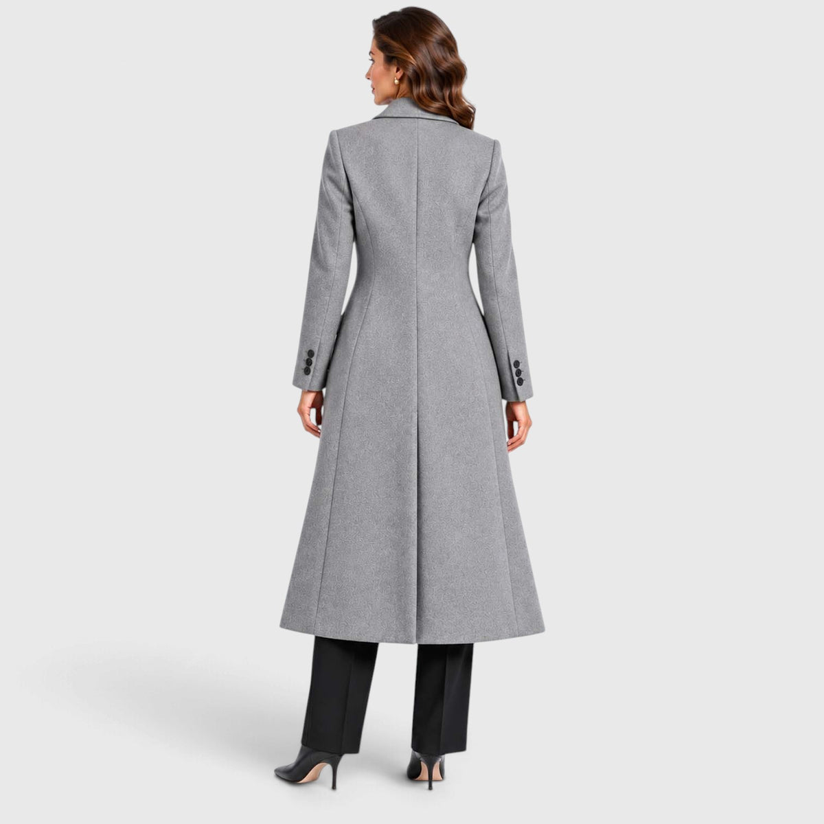 Monvaline | Women's Long Wool Coat Tailored Notched Lapel
