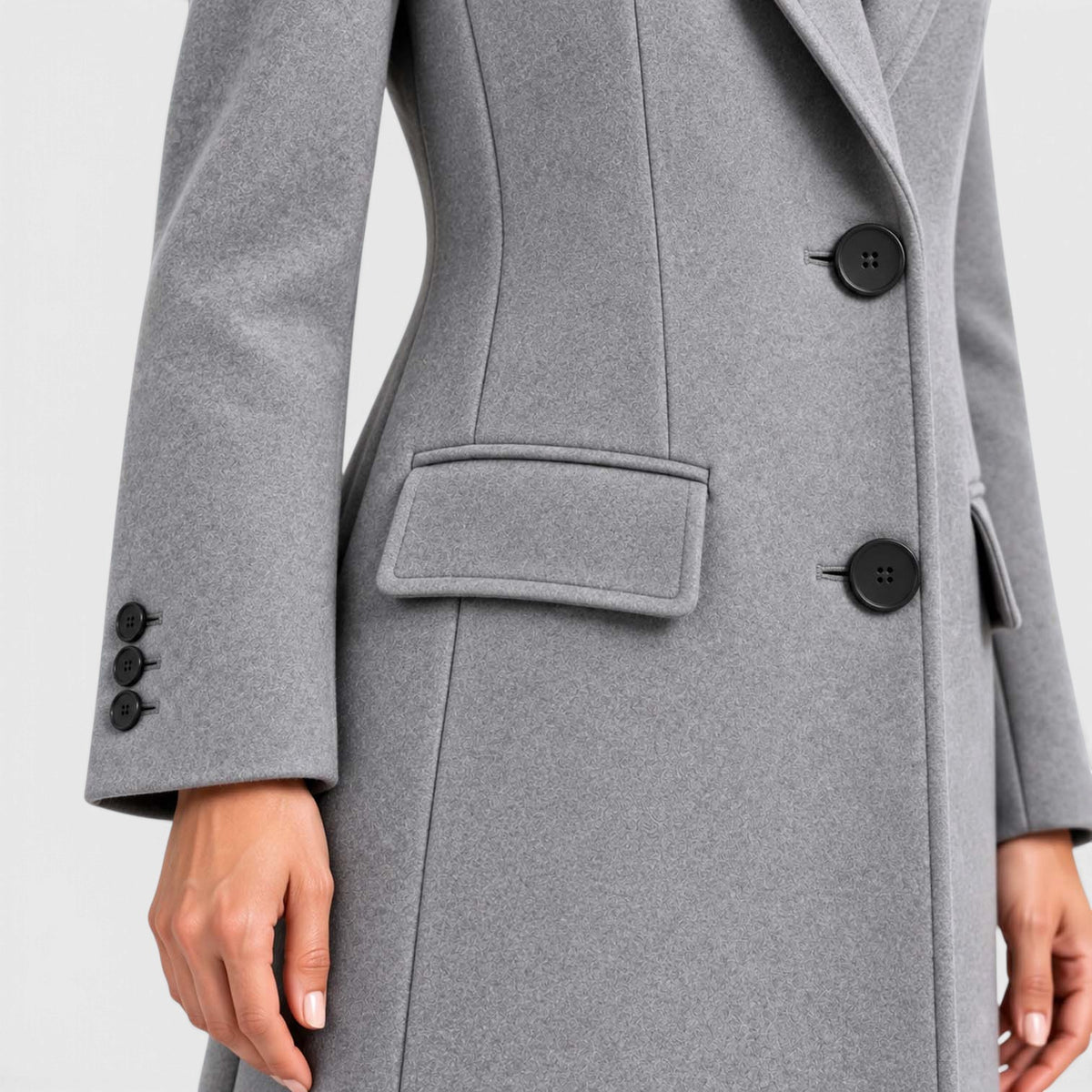 Monvaline | Women's Long Wool Coat Tailored Notched Lapel