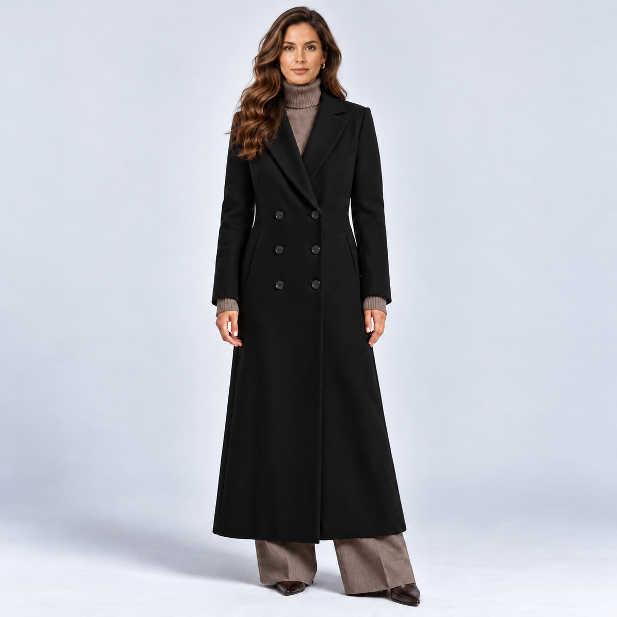 Monvaline | Women's Long Wool Winter Coat Double Breasted