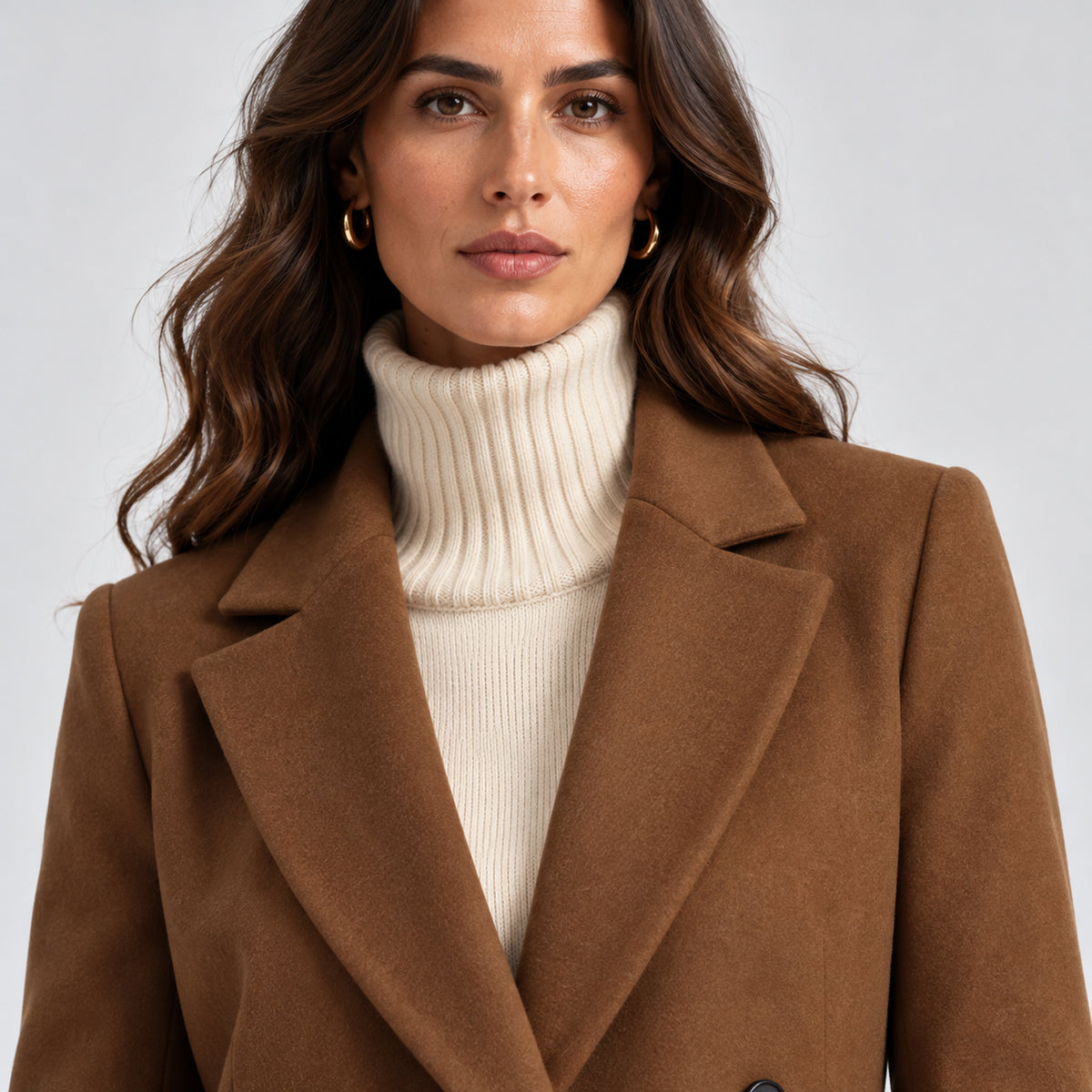 Monvaline | Women's Long Wool Winter Coat Double Breasted