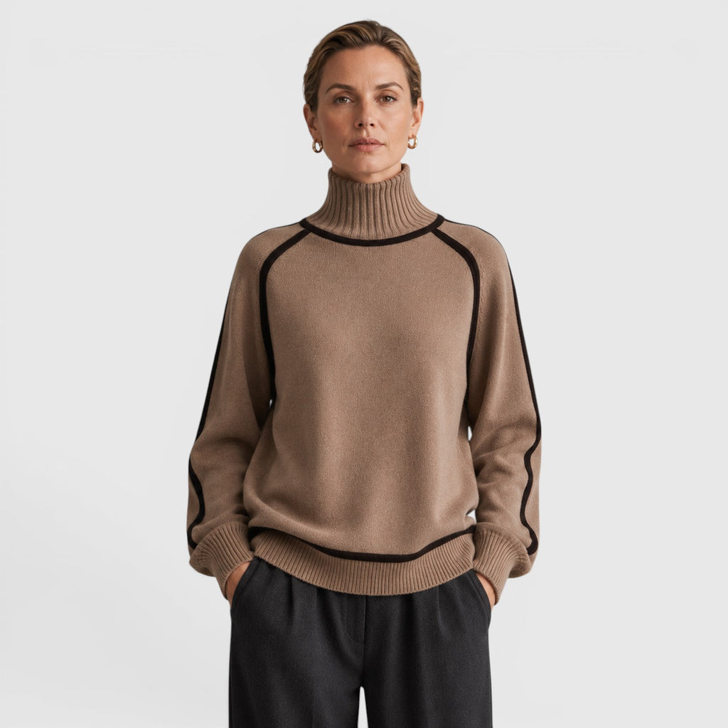 Monvaline | Women's Loose Fit Roll Neck Jumper for Cold Weather