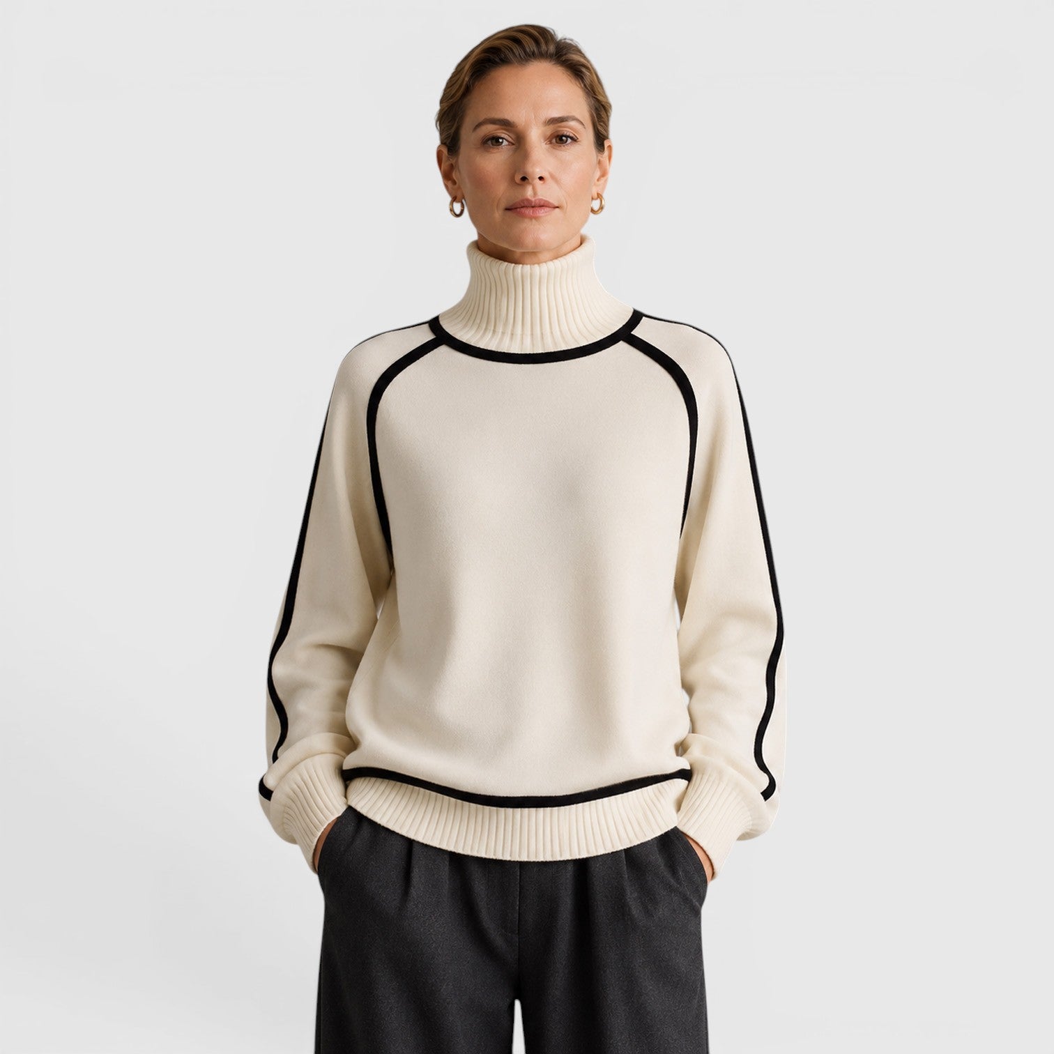 Monvaline | Women's Loose Fit Roll Neck Jumper for Cold Weather