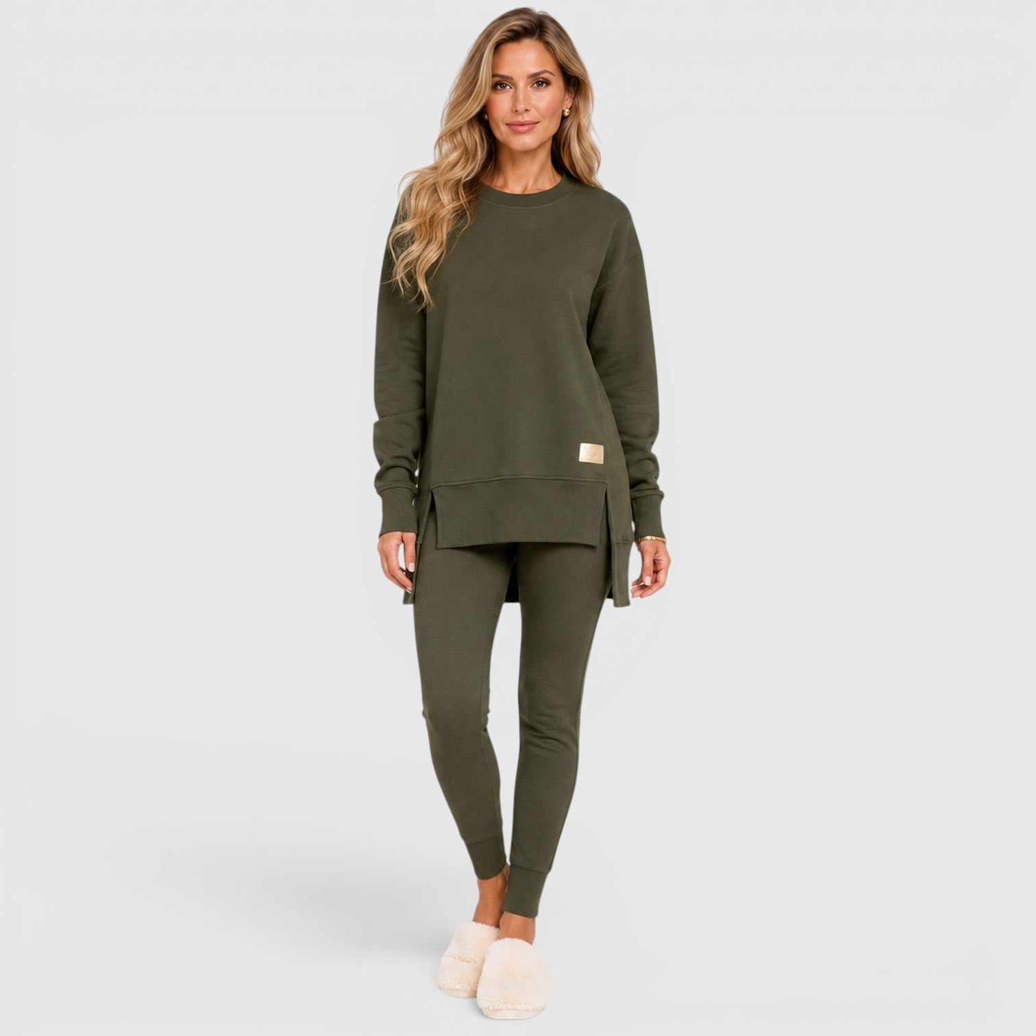 Monvaline | Women's Loungewear Set with Relaxed Fit Long Sleeve Top and Pants