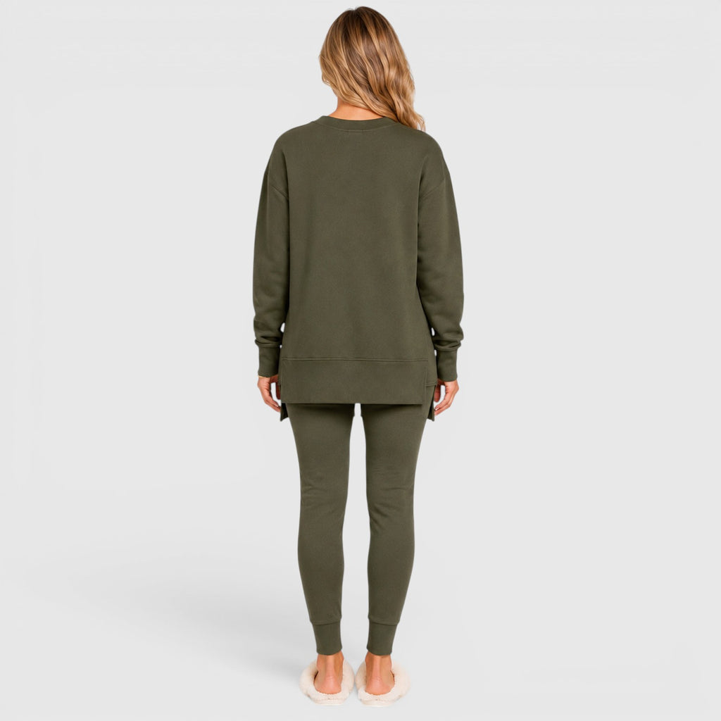 Monvaline | Women's Loungewear Set with Relaxed Fit Long Sleeve Top and Pants