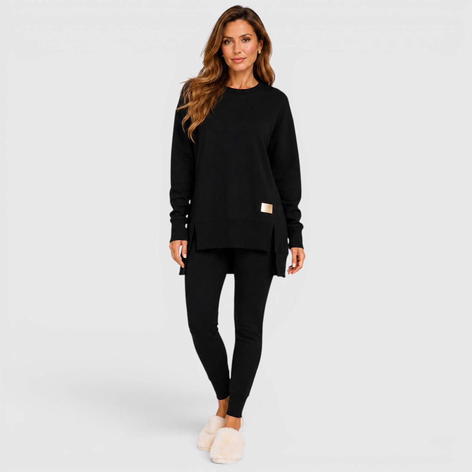 Monvaline | Women's Loungewear Set with Relaxed Fit Long Sleeve Top and Pants