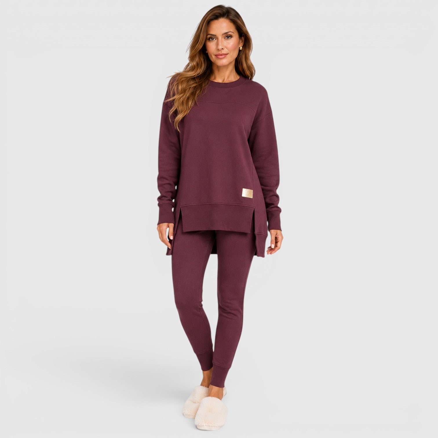 Monvaline | Women's Loungewear Set with Relaxed Fit Long Sleeve Top and Pants
