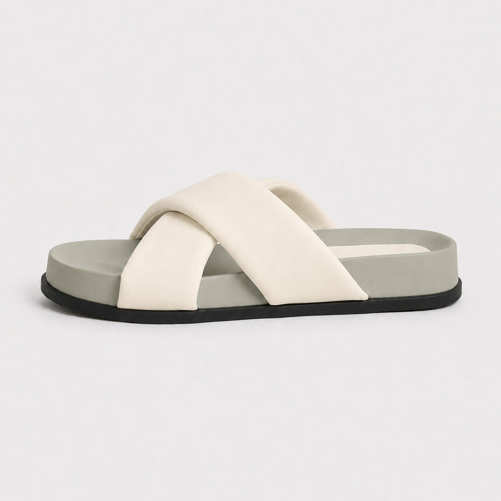 Monvaline | Women's Microfiber Flat Slide Sandals for Casual Summer Wear