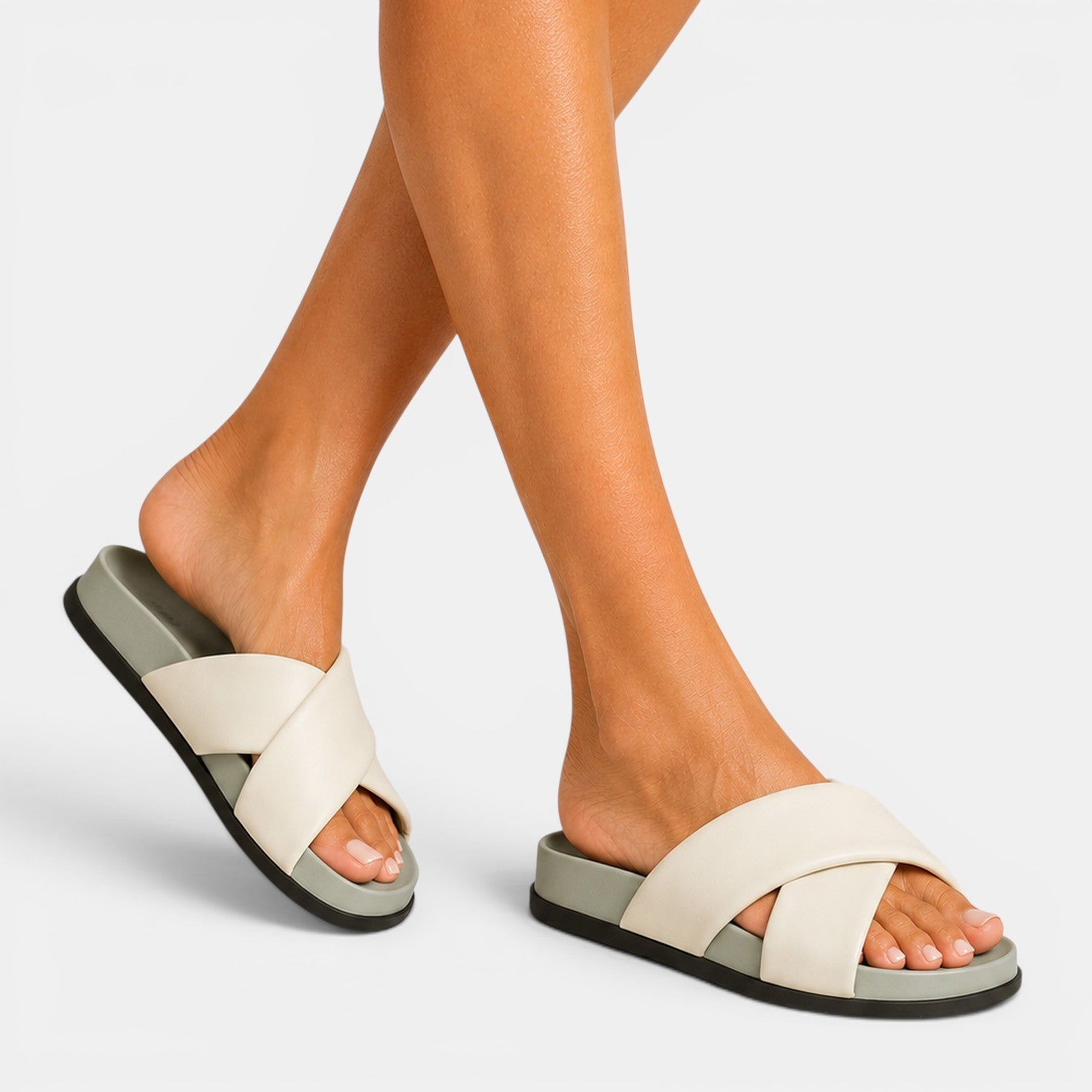 Monvaline | Women's Microfiber Flat Slide Sandals for Casual Summer Wear