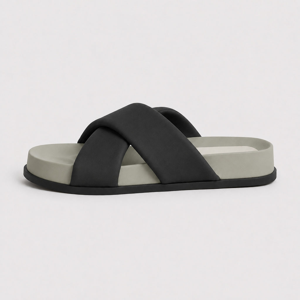 Monvaline | Women's Microfiber Flat Slide Sandals for Casual Summer Wear