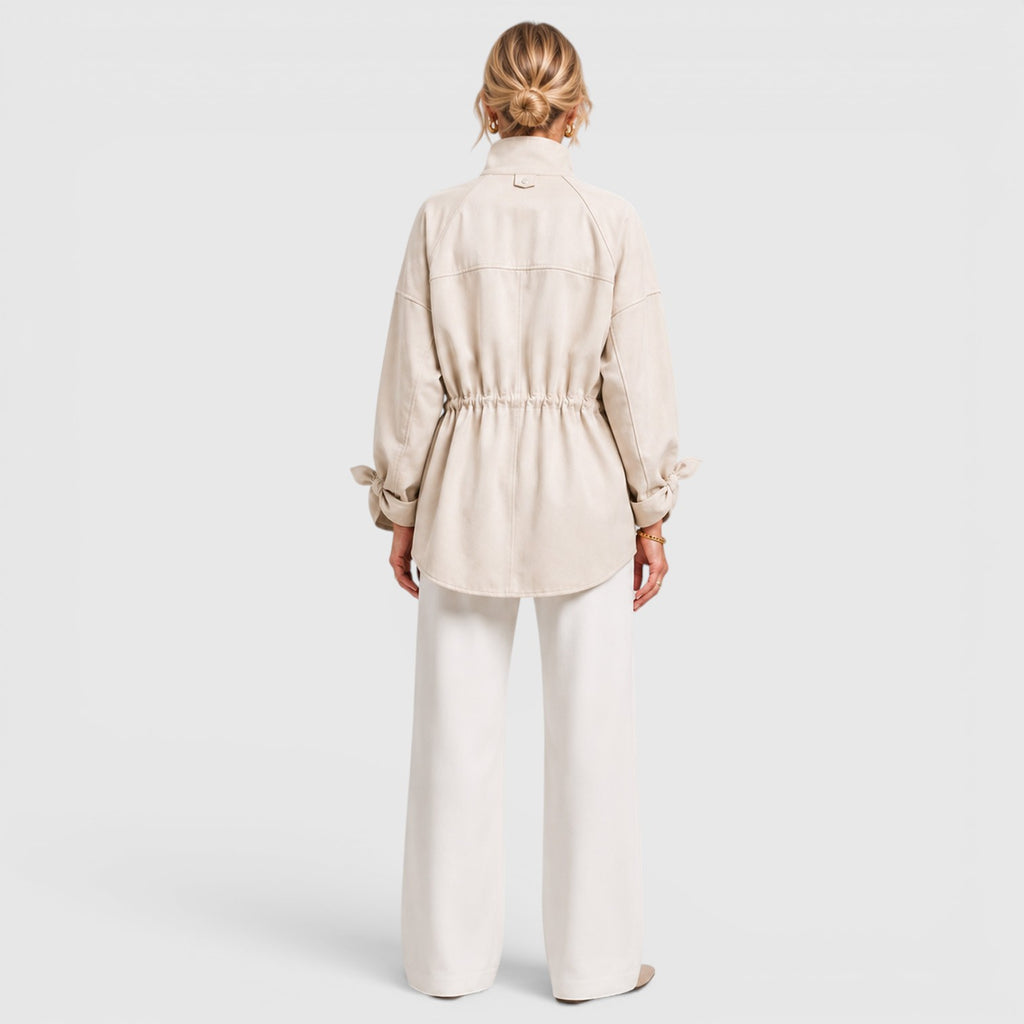 Monvaline | Women's Mid Length Loose Trench Coat for Office and Travel