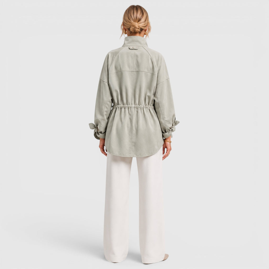 Monvaline | Women's Mid Length Loose Trench Coat for Office and Travel