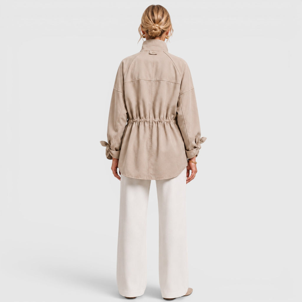 Monvaline | Women's Mid Length Loose Trench Coat for Office and Travel