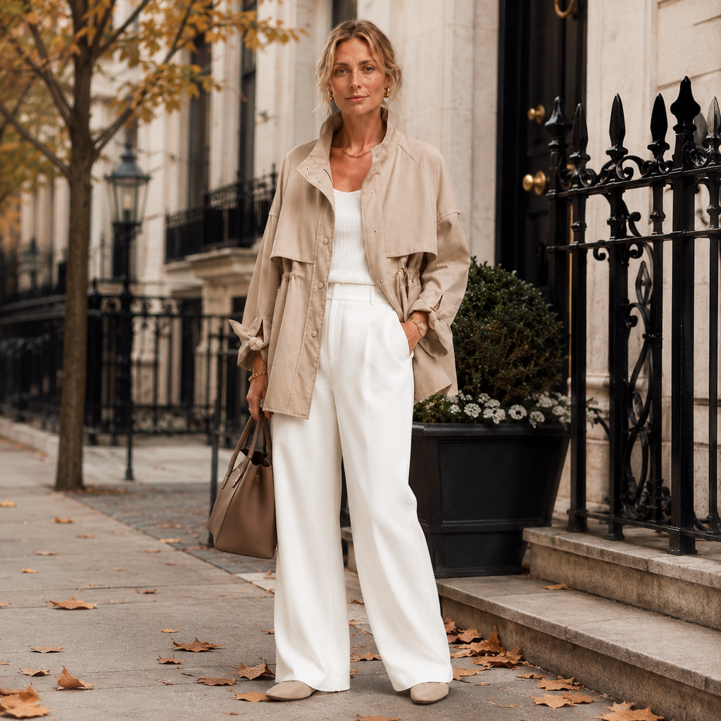 Monvaline | Women's Mid Length Loose Trench Coat for Office and Travel
