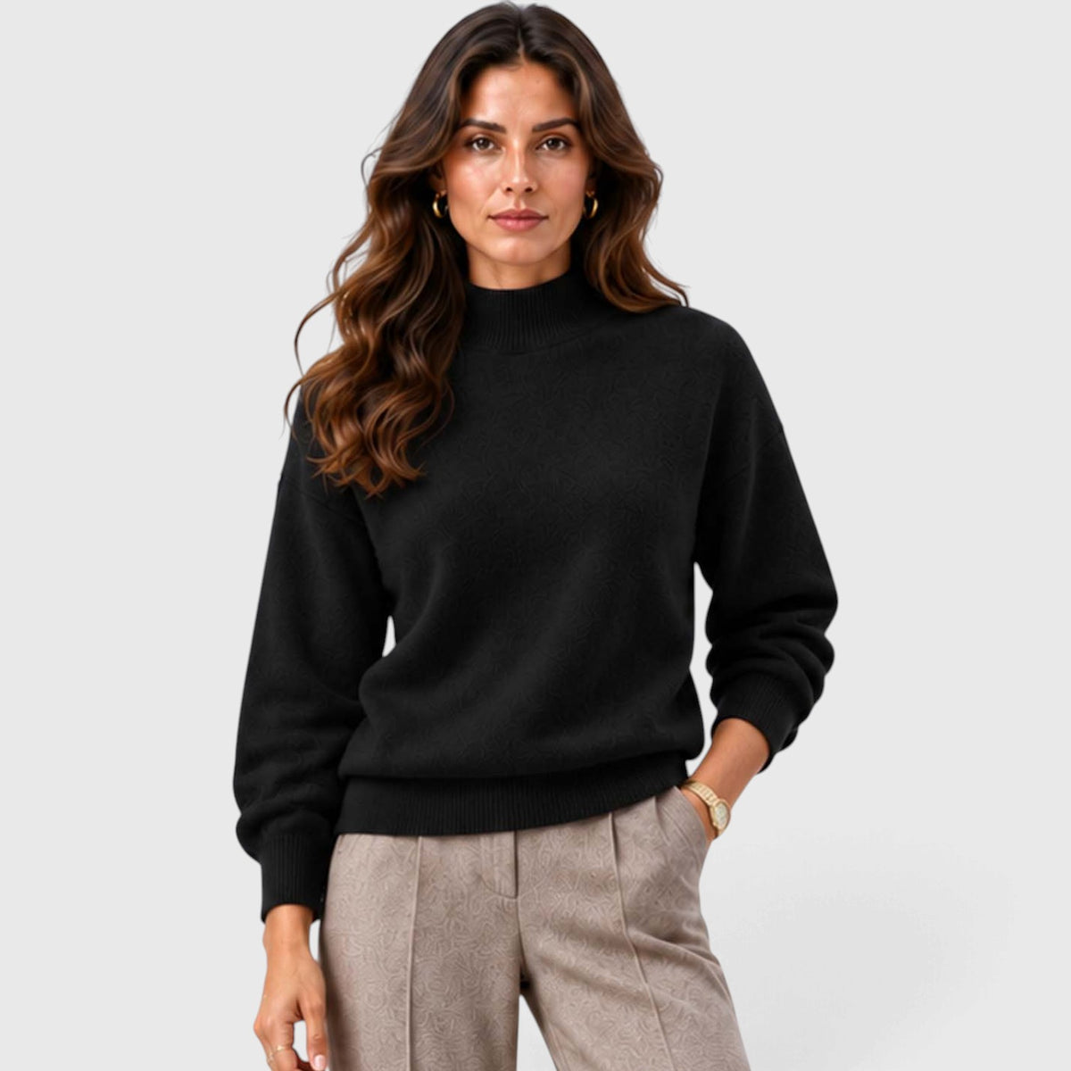 Monvaline | Women's Mock Neck Knit Sweater Long Sleeve