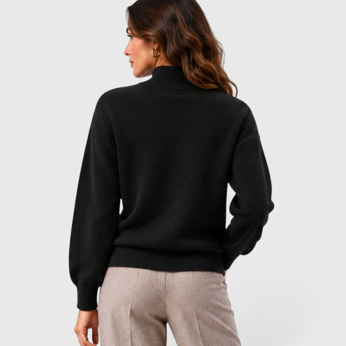 Monvaline | Women's Mock Neck Knit Sweater Long Sleeve