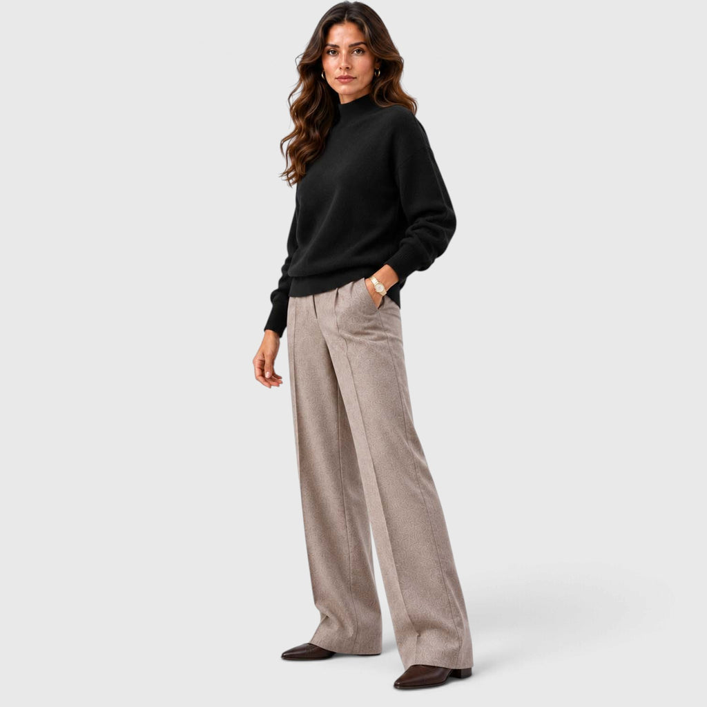 Monvaline | Women's Mock Neck Knit Sweater Long Sleeve