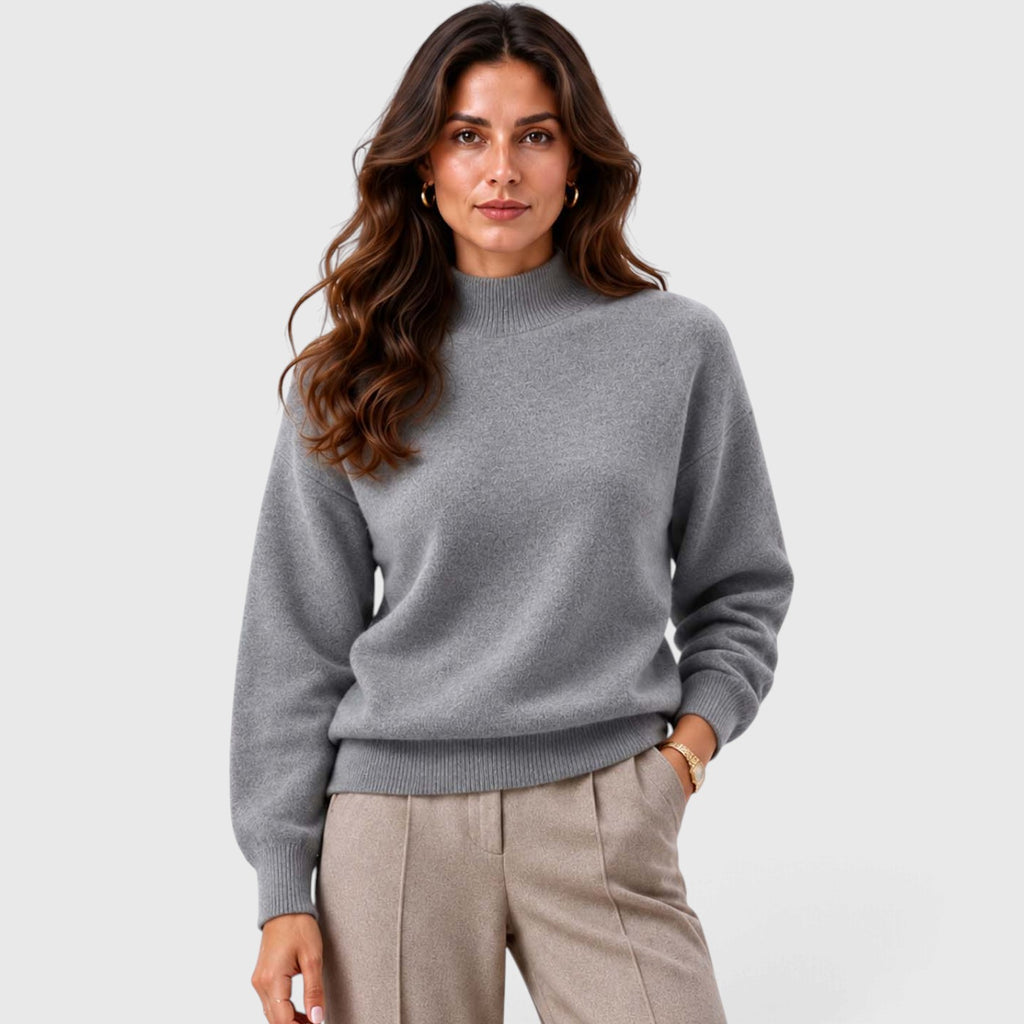 Monvaline | Women's Mock Neck Knit Sweater Long Sleeve