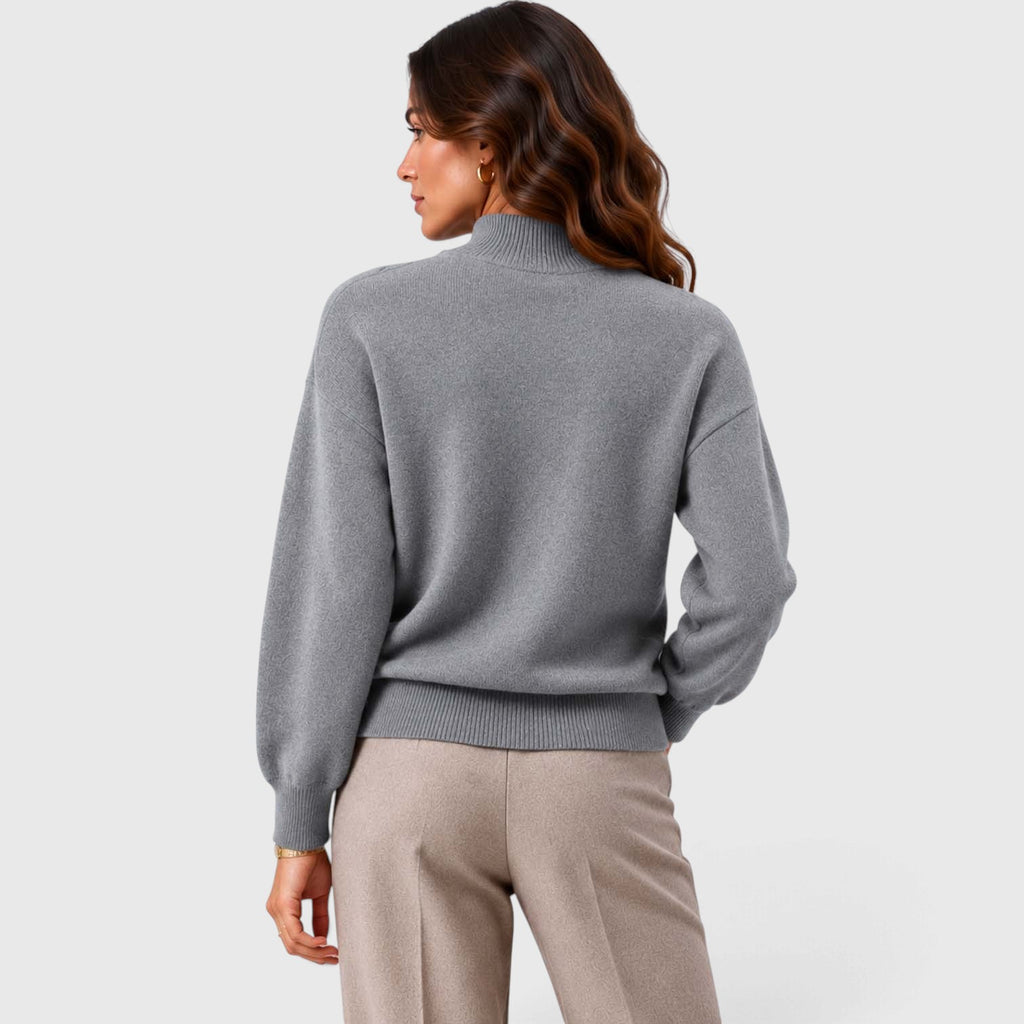 Monvaline | Women's Mock Neck Knit Sweater Long Sleeve