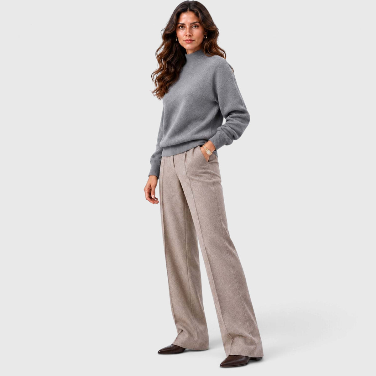 Monvaline | Women's Mock Neck Knit Sweater Long Sleeve
