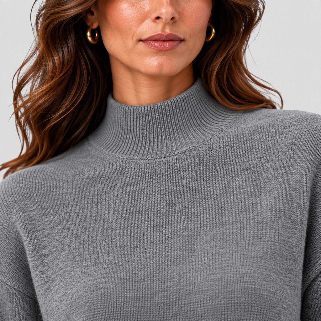 Monvaline | Women's Mock Neck Knit Sweater Long Sleeve