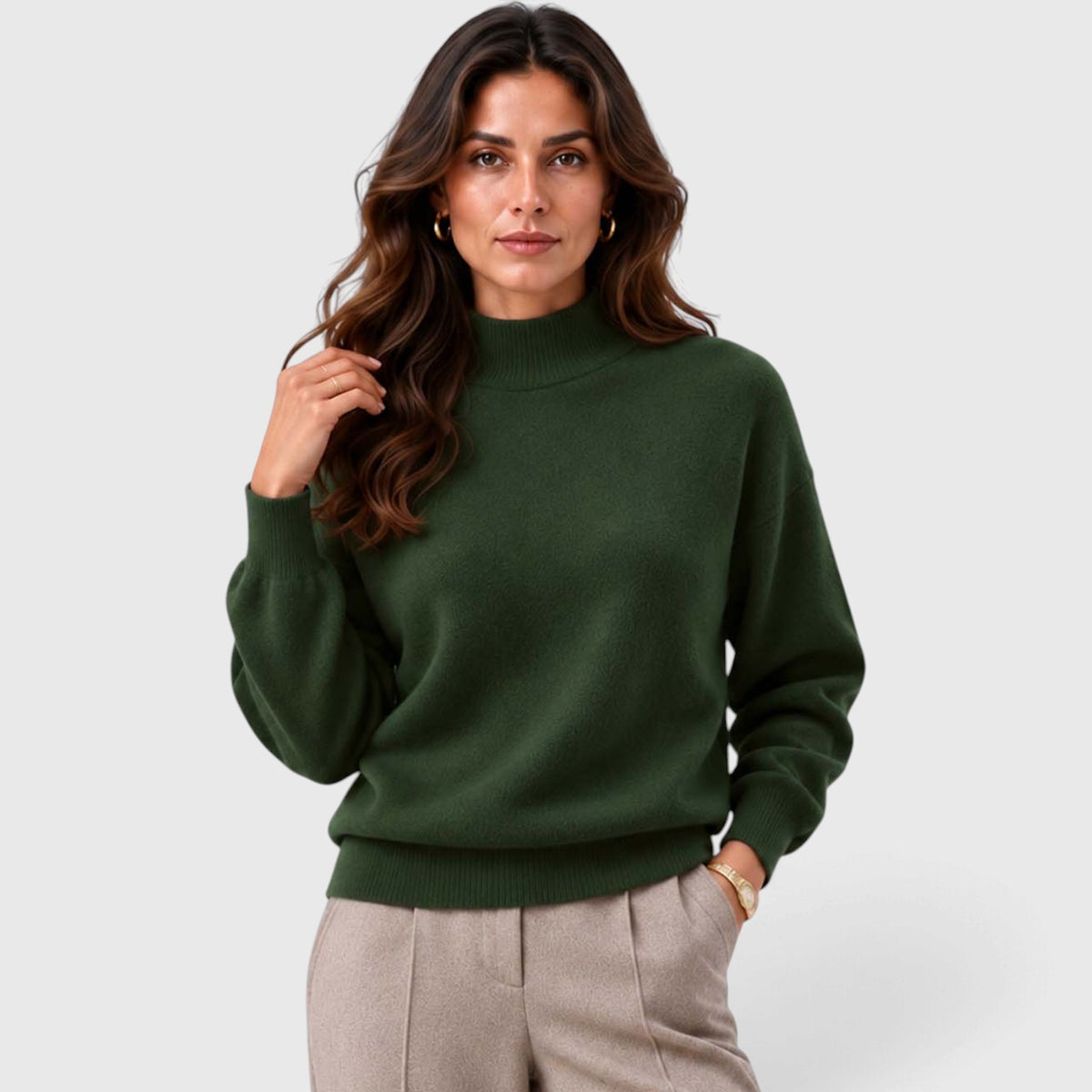 Monvaline | Women's Mock Neck Knit Sweater Long Sleeve
