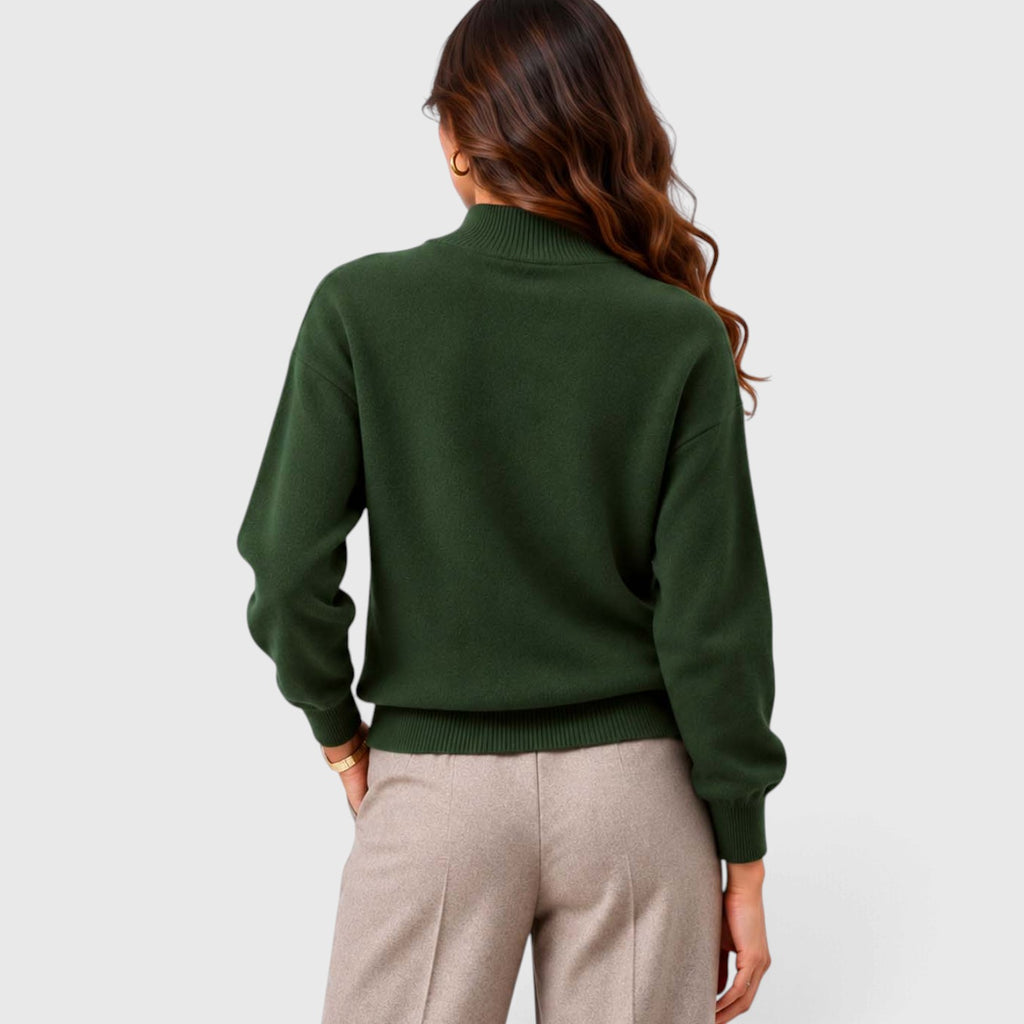 Monvaline | Women's Mock Neck Knit Sweater Long Sleeve