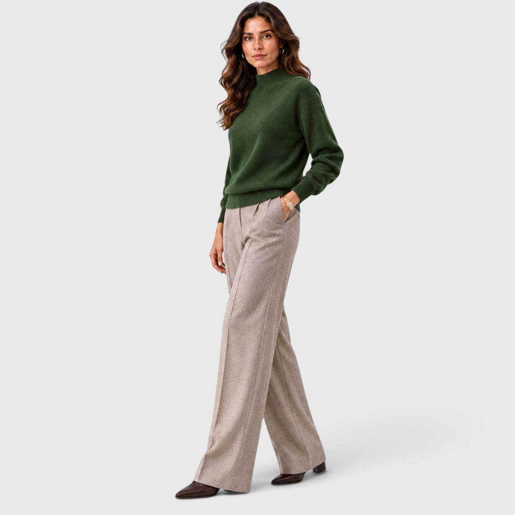 Monvaline | Women's Mock Neck Knit Sweater Long Sleeve