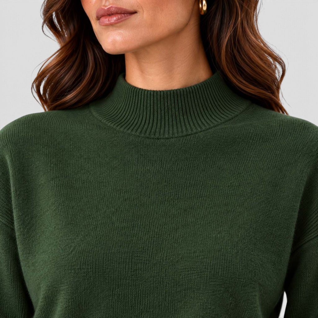 Monvaline | Women's Mock Neck Knit Sweater Long Sleeve
