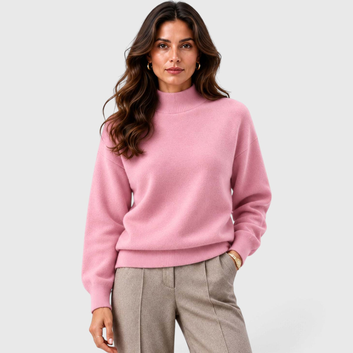 Monvaline | Women's Mock Neck Knit Sweater Long Sleeve