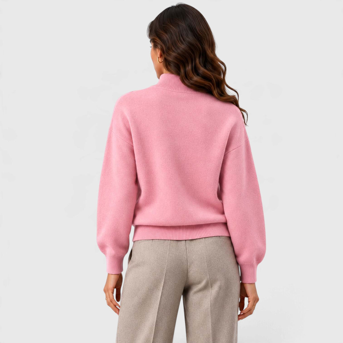 Monvaline | Women's Mock Neck Knit Sweater Long Sleeve