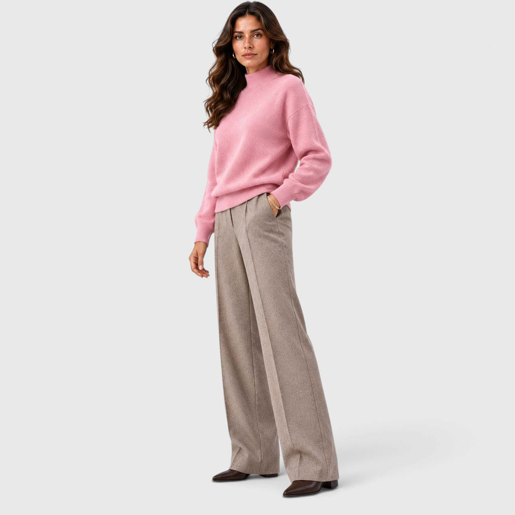 Monvaline | Women's Mock Neck Knit Sweater Long Sleeve