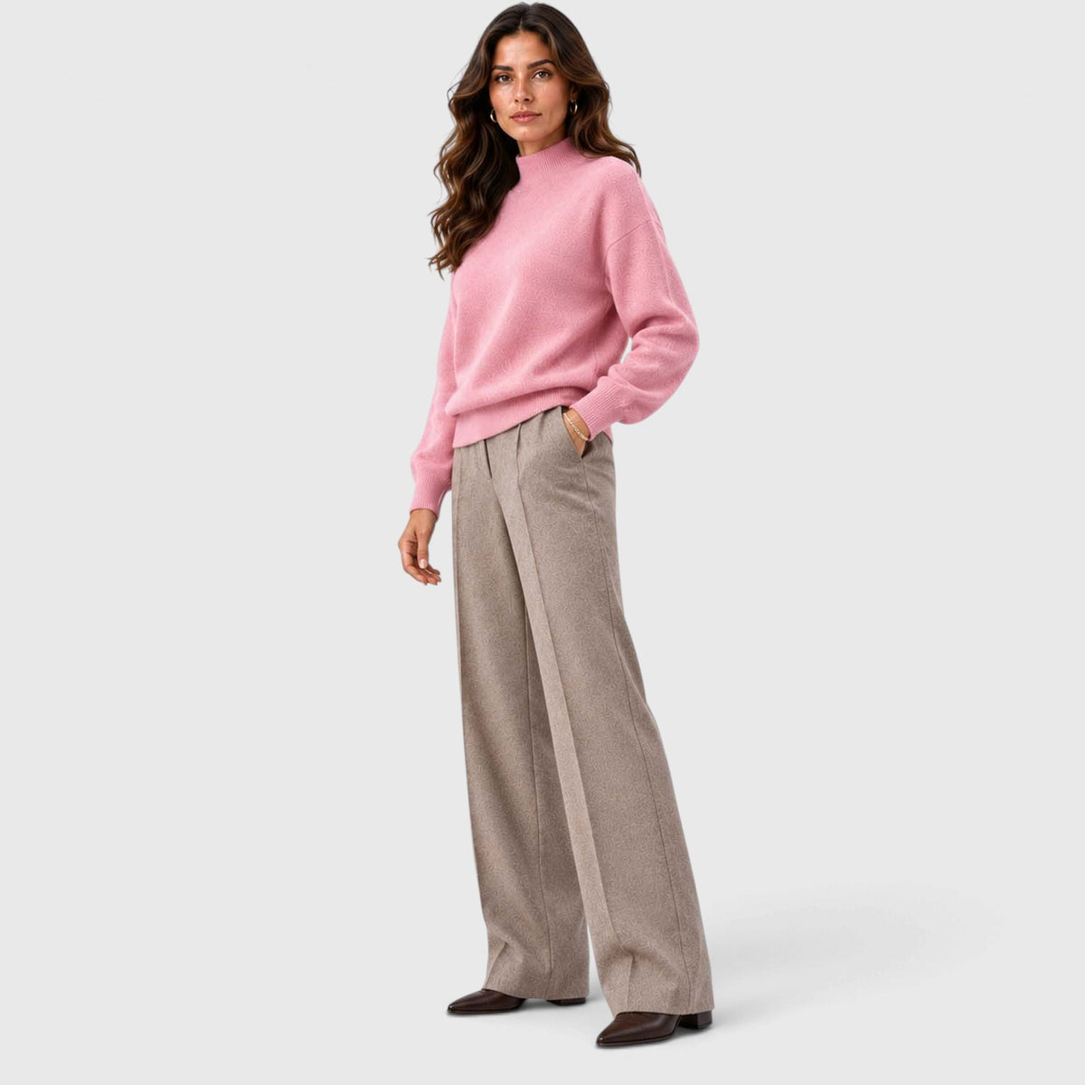 Monvaline | Women's Mock Neck Knit Sweater Long Sleeve