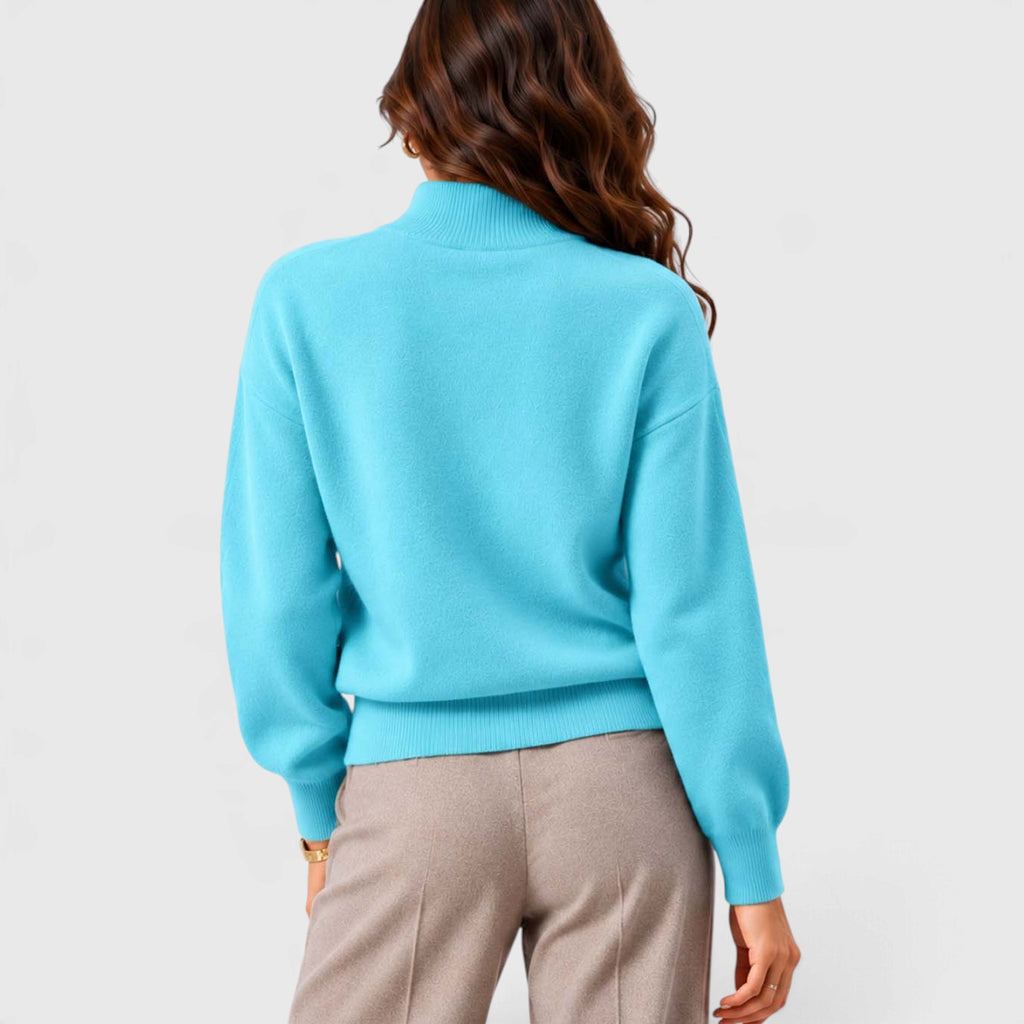 Monvaline | Women's Mock Neck Knit Sweater Long Sleeve