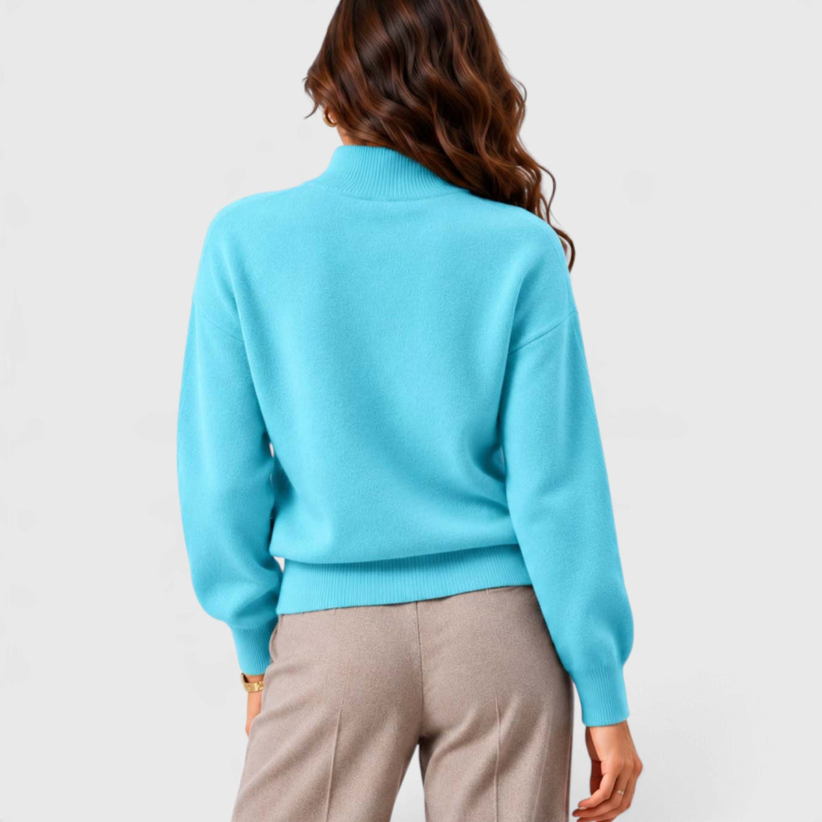 Monvaline | Women's Mock Neck Knit Sweater Long Sleeve