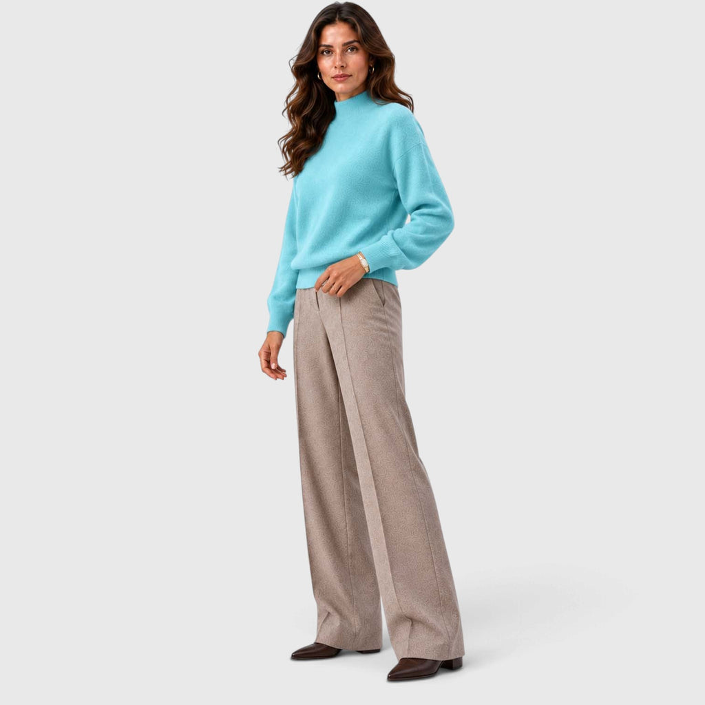 Monvaline | Women's Mock Neck Knit Sweater Long Sleeve