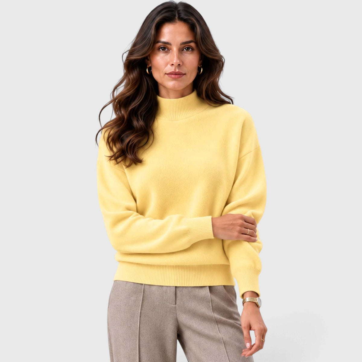Monvaline | Women's Mock Neck Knit Sweater Long Sleeve