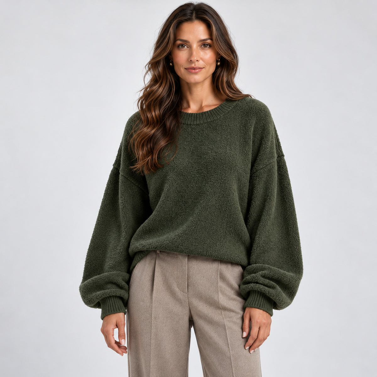 Monvaline | Women's Oversized Winter Jumper – Soft Knit Crew Neck
