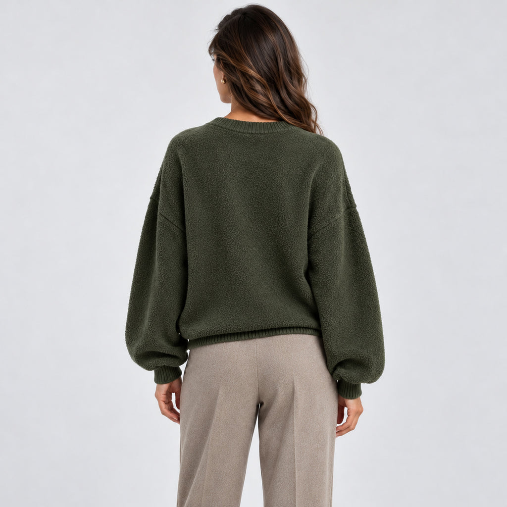 Monvaline | Women's Oversized Winter Jumper – Soft Knit Crew Neck