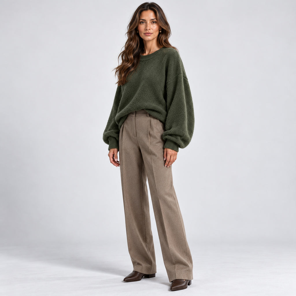 Monvaline | Women's Oversized Winter Jumper – Soft Knit Crew Neck