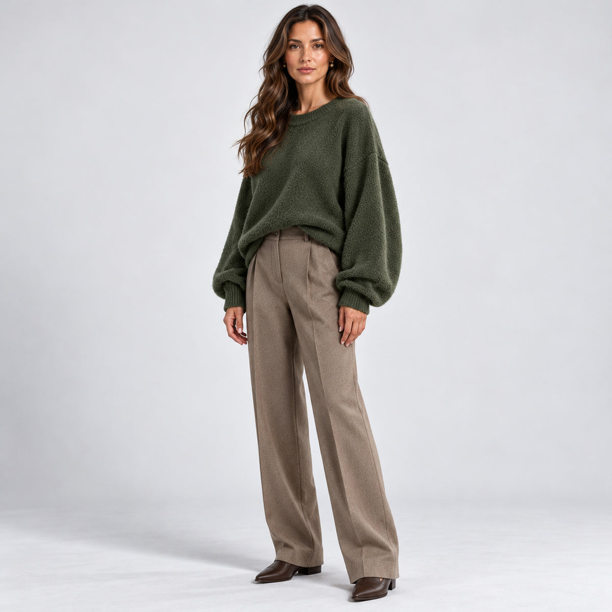 Monvaline | Women's Oversized Winter Jumper – Soft Knit Crew Neck