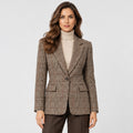 Monvaline | Women's Plaid Blazer – Smart Casual Tailored Jacket