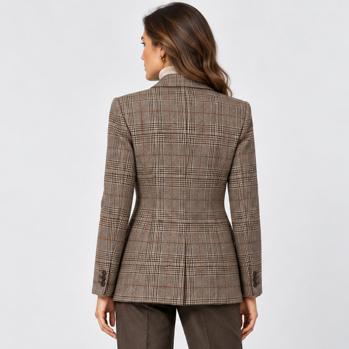 Monvaline | Women's Plaid Blazer – Smart Casual Tailored Jacket