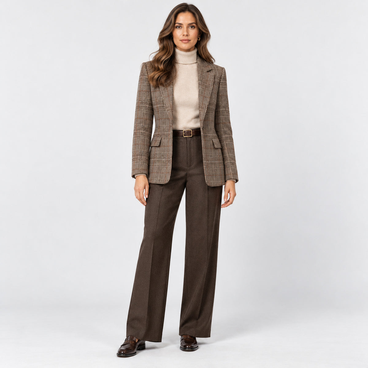 Monvaline | Women's Plaid Blazer – Smart Casual Tailored Jacket