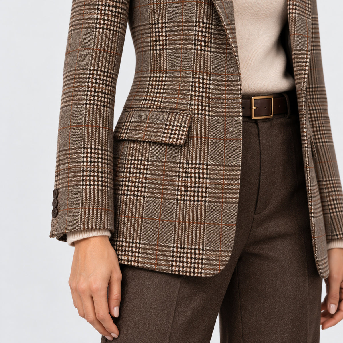 Monvaline | Women's Plaid Blazer – Smart Casual Tailored Jacket