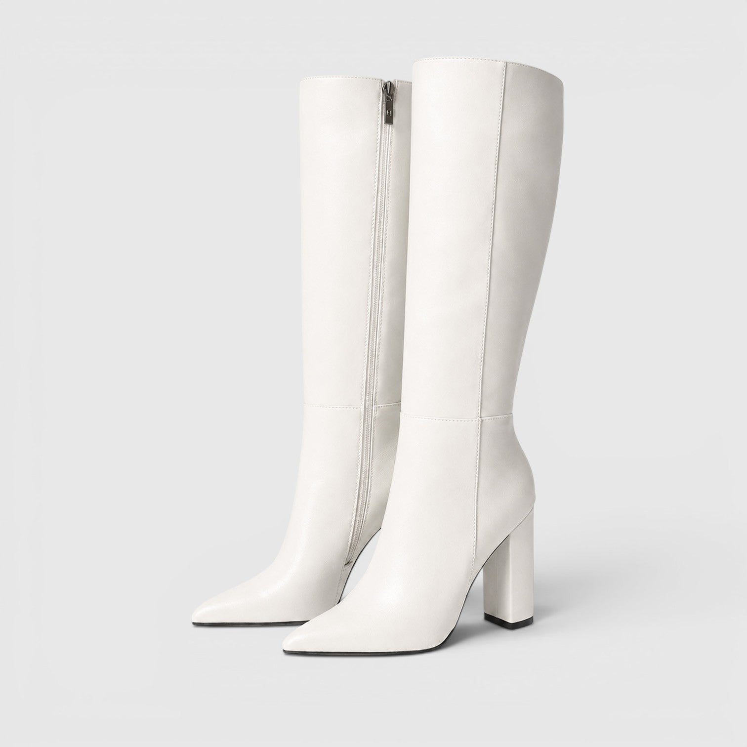 Monvaline | Women's Pointed Toe Chunky Heel Knee High Boots